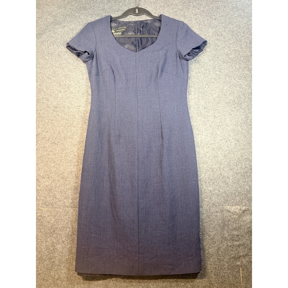 Laura Ashley Women's Blue Pure New Wool Sheath Dress Size 4